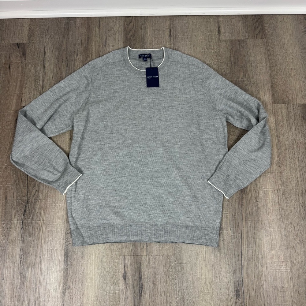 Peter Millar Voyager Sweater NEW Men's XL Gray Cashmere Silk Crew Neck Classic